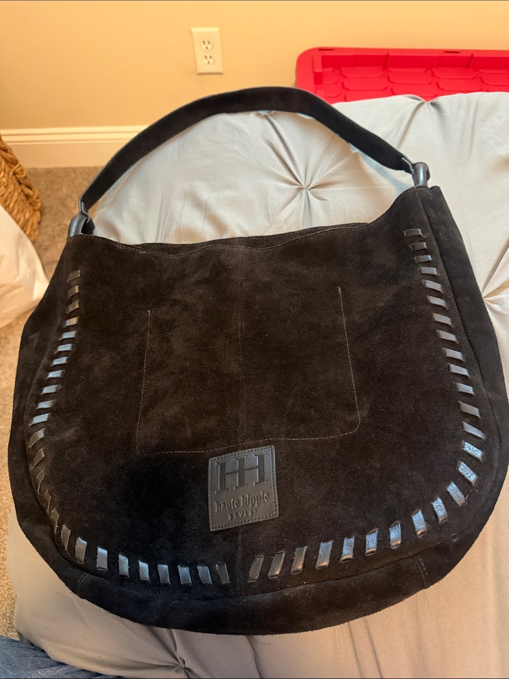 Haute Hippie Black Suede Shoulder Hobo Bag